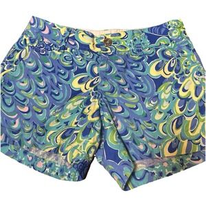 Lilly Pulitzer Womens Blue Green Bright Summer Shorts Size 2 Never Worn